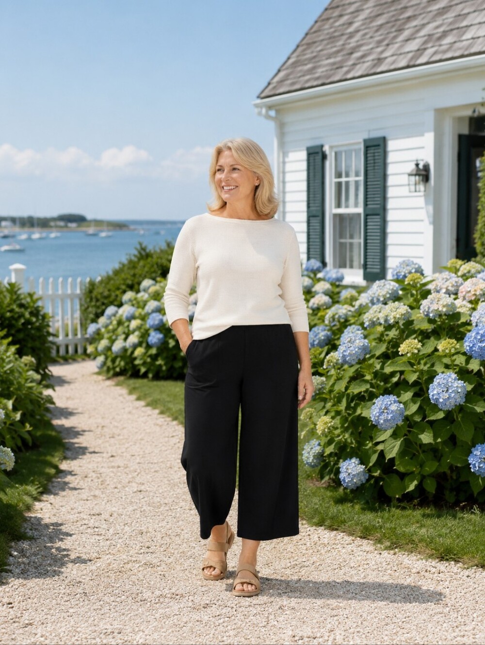 J Jill Wearever Collection full leg cropped black pants
